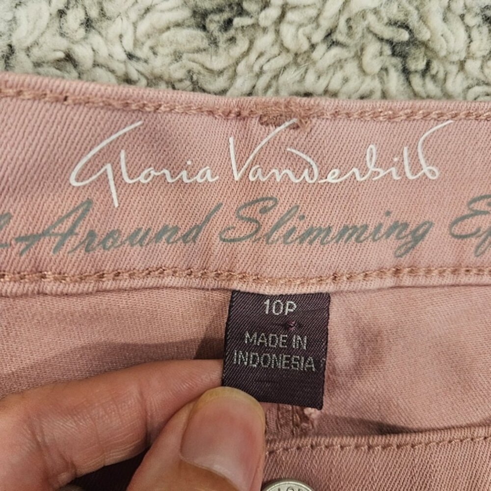 Gloria Vanderbilt Amanda Hi Rise Floral Embroidered Hi Rise Pink Jeans SZ 10P - Picture 4 of 14